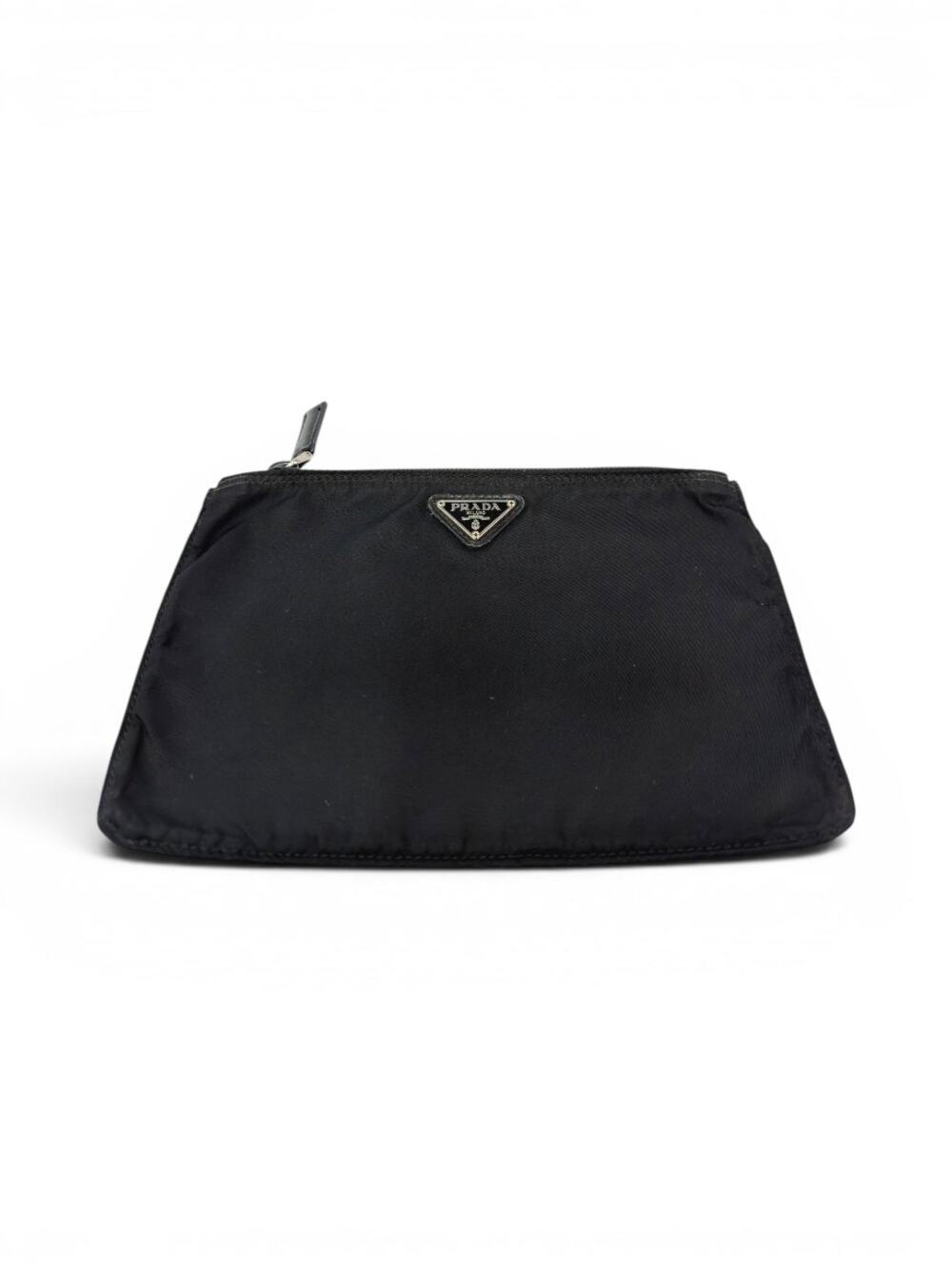 Prada Black Tessuto Nylon Zip Cosmetic Pouch Makeup Bag Clutch - Picture 1 of 6